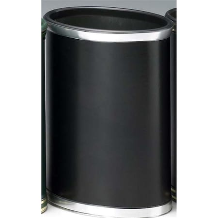 Tool Sophisticates Black with Brushed Chrome Waste Basket with Bands and Black Bumper TO88572